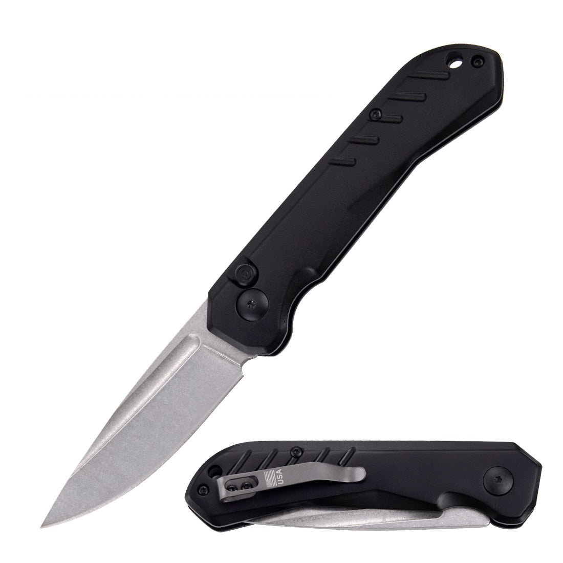 8" Black Clip Point Blade Switchblade Automatic Pocket Knife