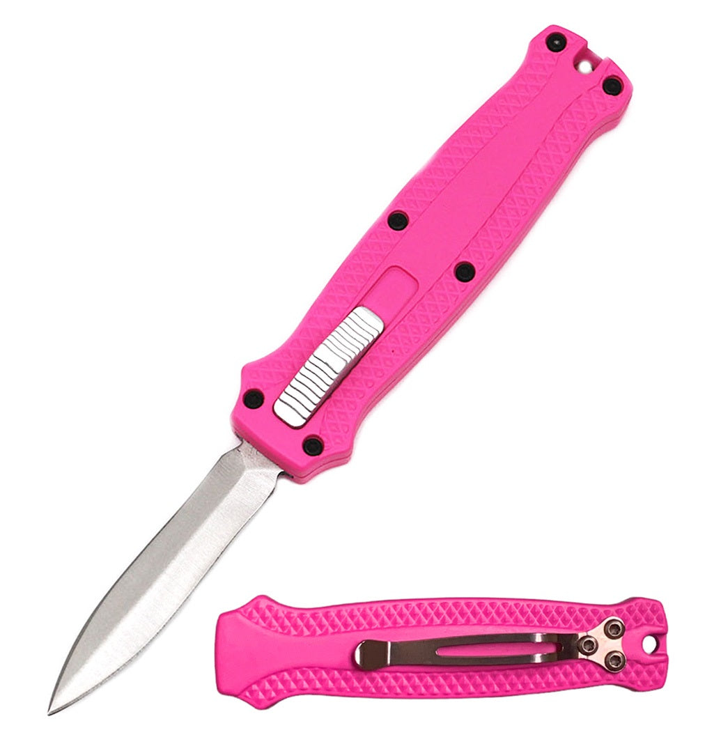 5.35" Pink Lizard Tongue The Wicked Mini OTF Automatic Knife