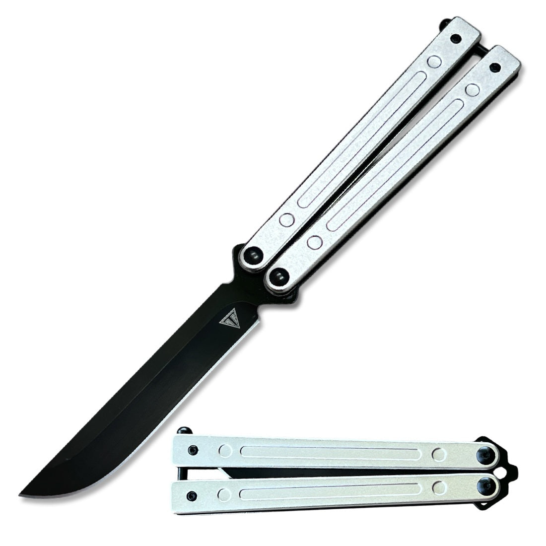 White Aluminum Handle Ball Bearing Balisong Butterfly Knife