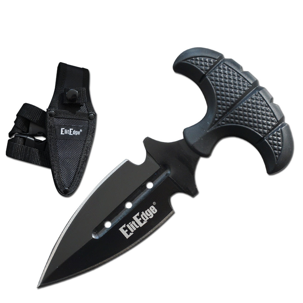 Black Military Push Dagger Dual Edge Fixed Blade Knife