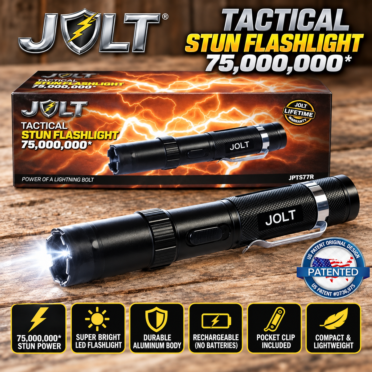 Stun Gun - Tactical 75,000,000* Stun Flashlight