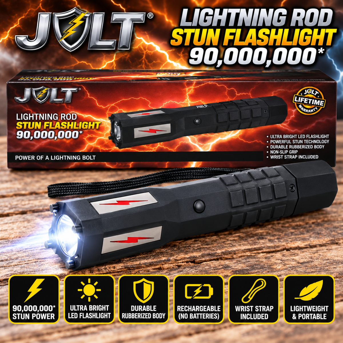Stun Gun - Lightning Rod 90,000,000* Stun Flashlight