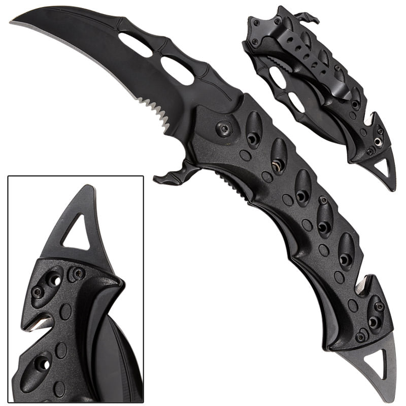 Razorclaw Karambit Spring Assisted Opening Knife - Black