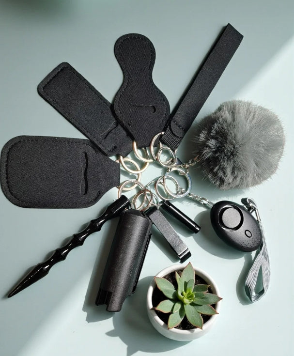 Safety Keychain Set 9pc with Pepper Spray