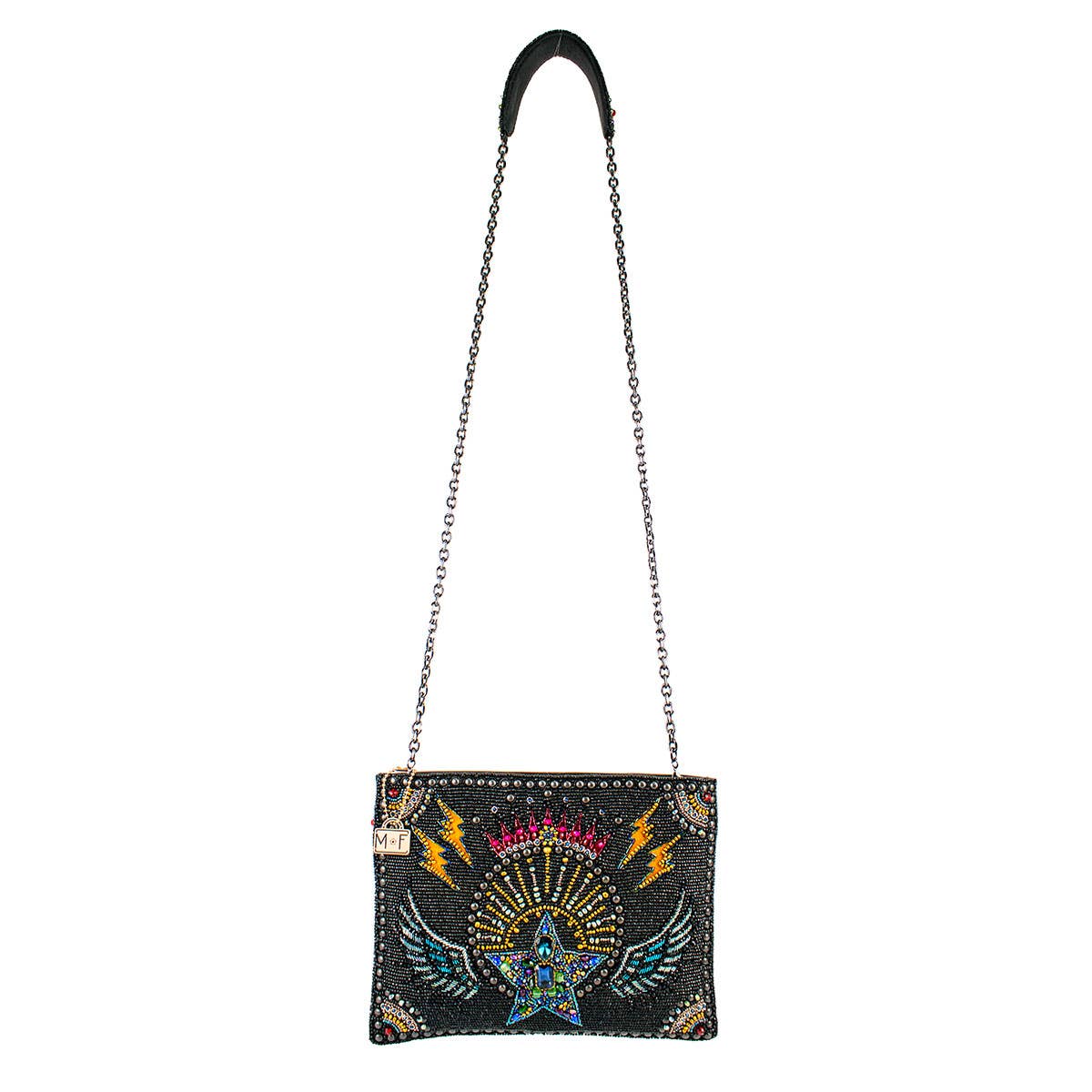 Starstruck Rock Wings and Lightning Beaded Crossbody Handbag