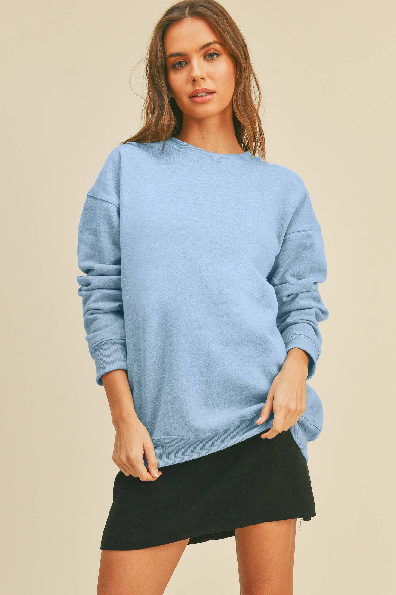 Blank Long Sleeve Sweatshirt: 2TONE BLACK / S