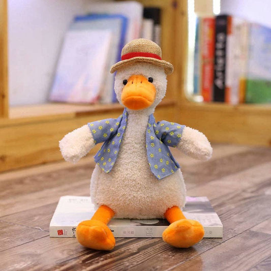 Kawai - Cute Straw Hat Plush Toys: DUCK-WHITE / 30CM