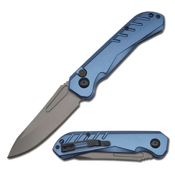 Blue Survival Military Switch Blade Pocket Knife 8 Inch Overall