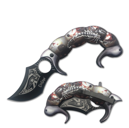 8.5" Fantasy Grey Scorpion Assisted Open Folding Pocket Knife Karambit Blade