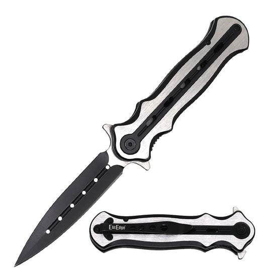 Ball Bearing Black Titanium Coated Dagger Blade Pocket Knife