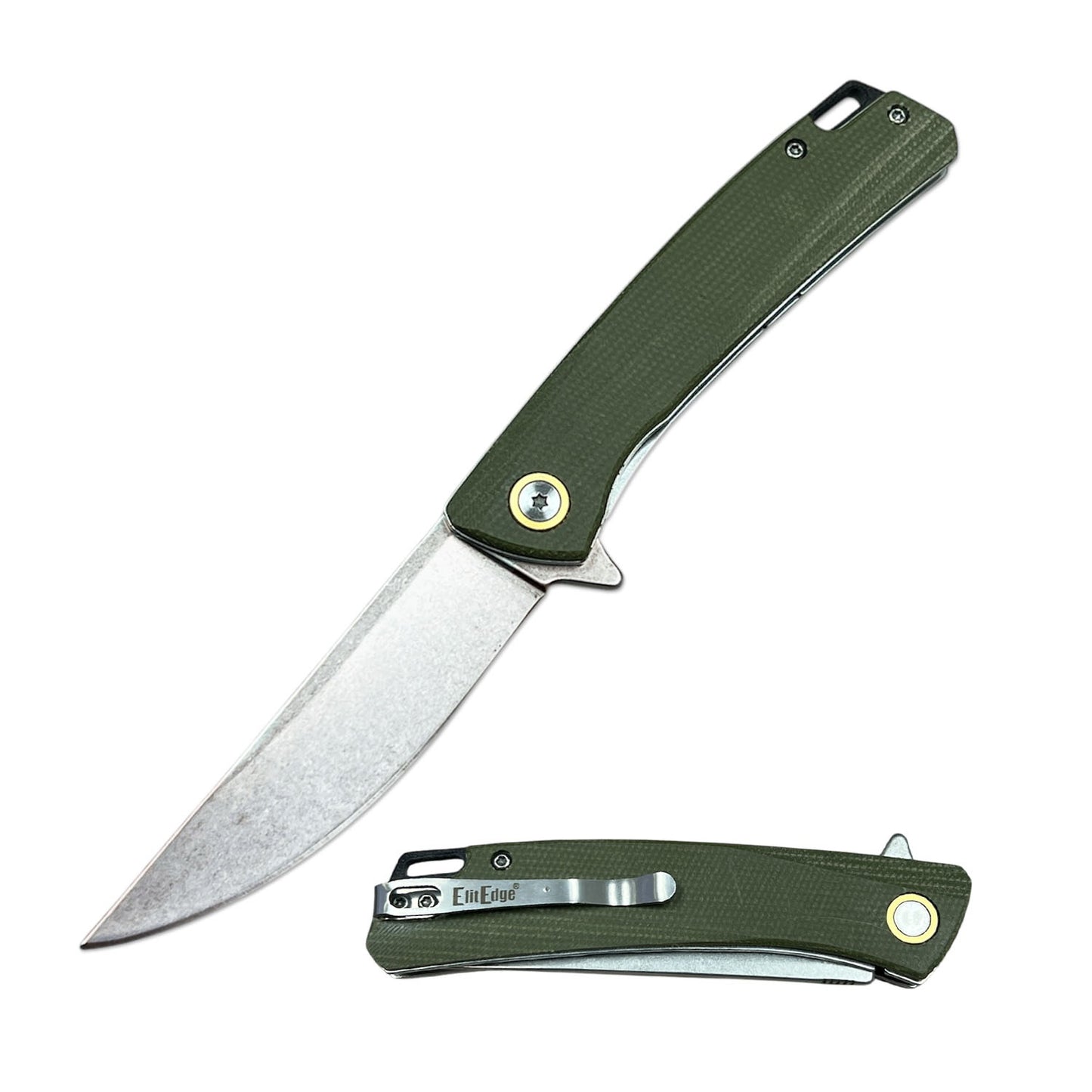 High Quality D2 Steel Ball Bearing Green Micarta Handle Pocket Knife