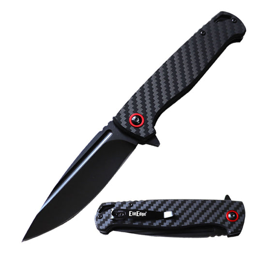 8.5" Ball Bearing 8CR13 Drop Point Blade Carbon Fiber Handle Pocket Knife