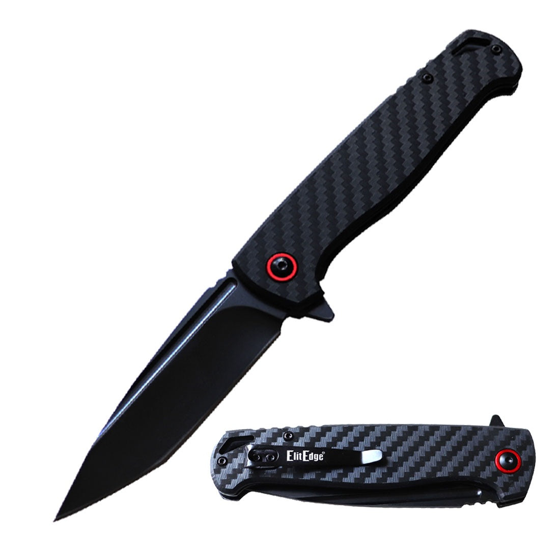8.5" Ball Bearing 8CR13 Tanto Blade Carbon Fiber Handle Pocket Knife