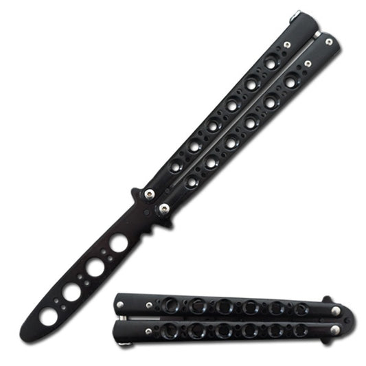 Black Skeleton Stainless Steel Butterfly Trainer Knife