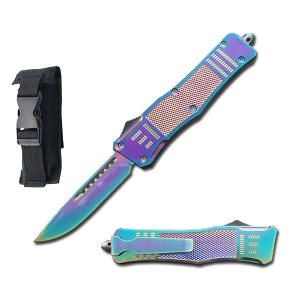 7" Rainbow Drop Point Blade Street Walker OTF Knife