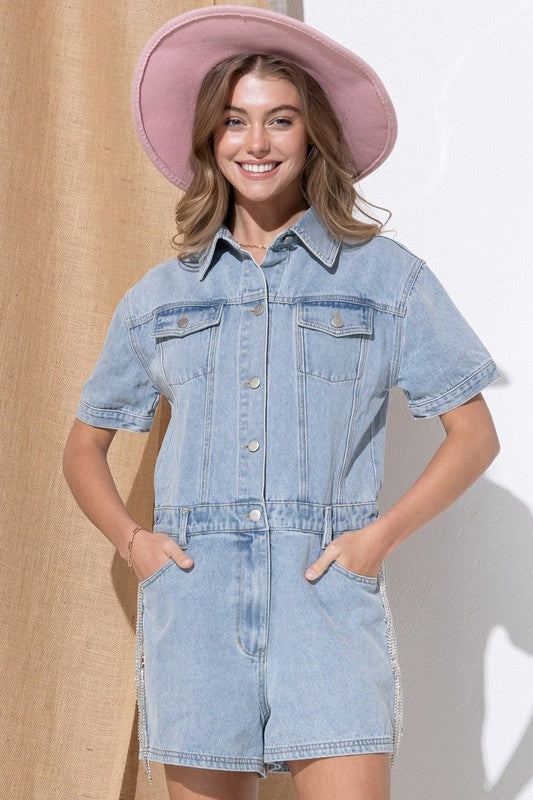 Denim Overall Romper