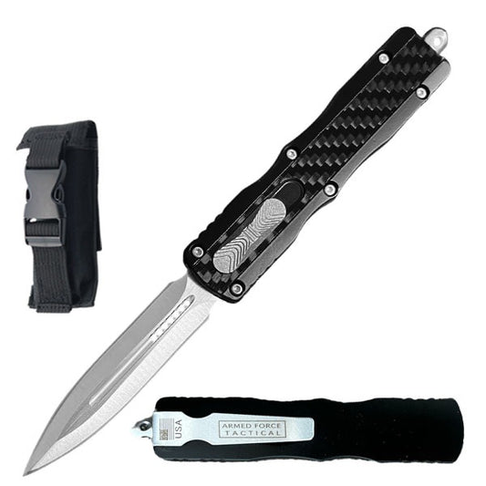 7.5" Death Stalker Automatic Dual Action Out The Front Knife Carbon Fiber