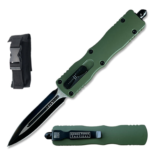 7.5" Green Death Stalker Automatic Dual Action Out The Front Knife