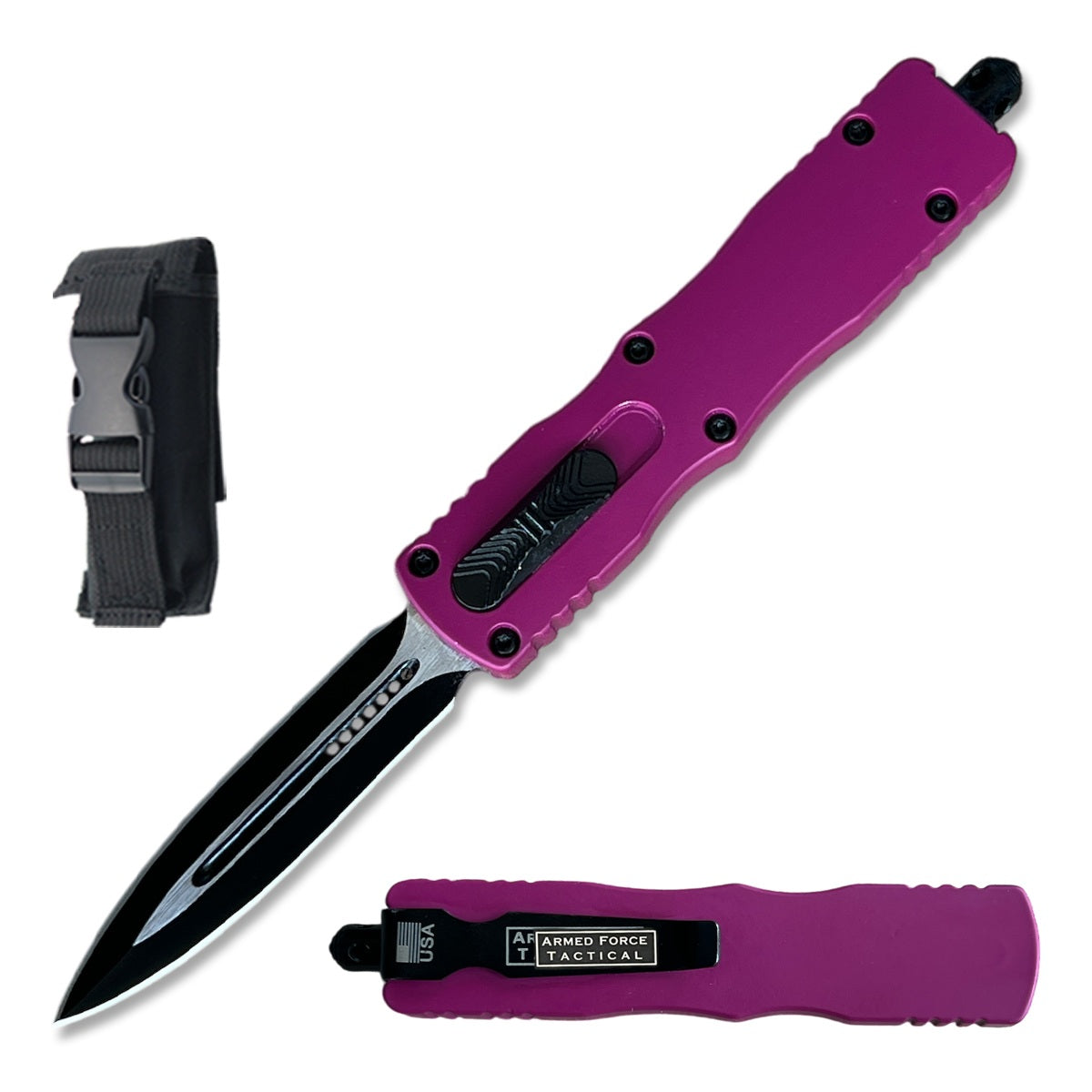 7.5" Purple Death Stalker Automatic Dual Action Out The Front Knife