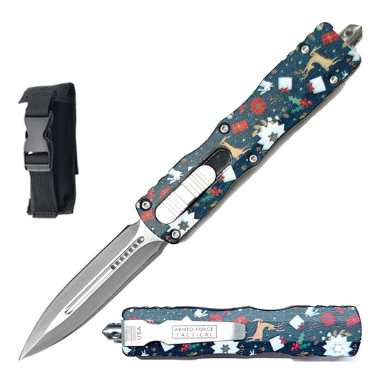 7.5" Christmas Gifts Handle Automatic Dual Action Out The Front Knife