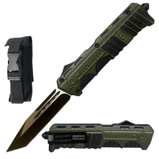 9" Pistol Shape Military Green OTF Dual Action Automatic Knife