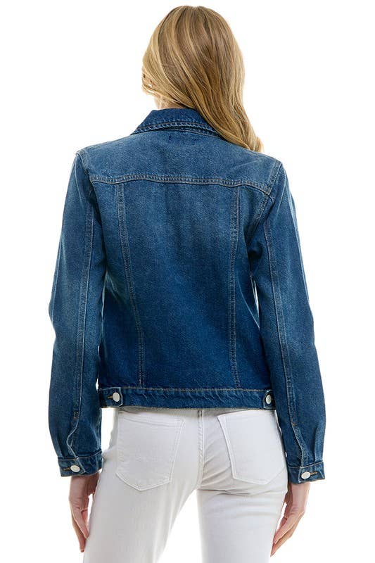 LADY CASUAL COTTON DENIM JEAN JACKET (OPEN PACK): Light Blue / 100% Cotton / L