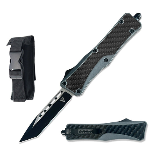 8.25" Grey Carbon Fiber Handle Automatic OTF Out the Front Knife