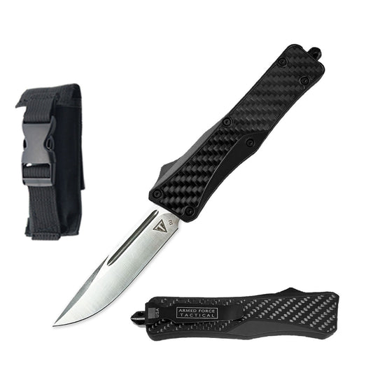 6.75" D2 Steel Carbon Fiber Handle Drop Point Blade Automatic OTF Knife