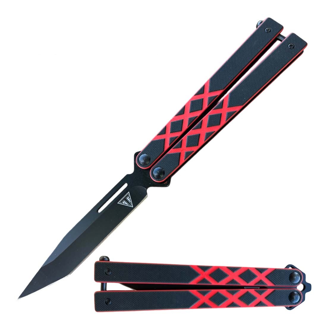 Red G10 Handle Balisong Butterfly Knife Ball Bearing Tanto Blade