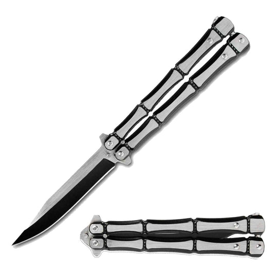 Metal Bones Butterfly Knife Clip Point Blade
