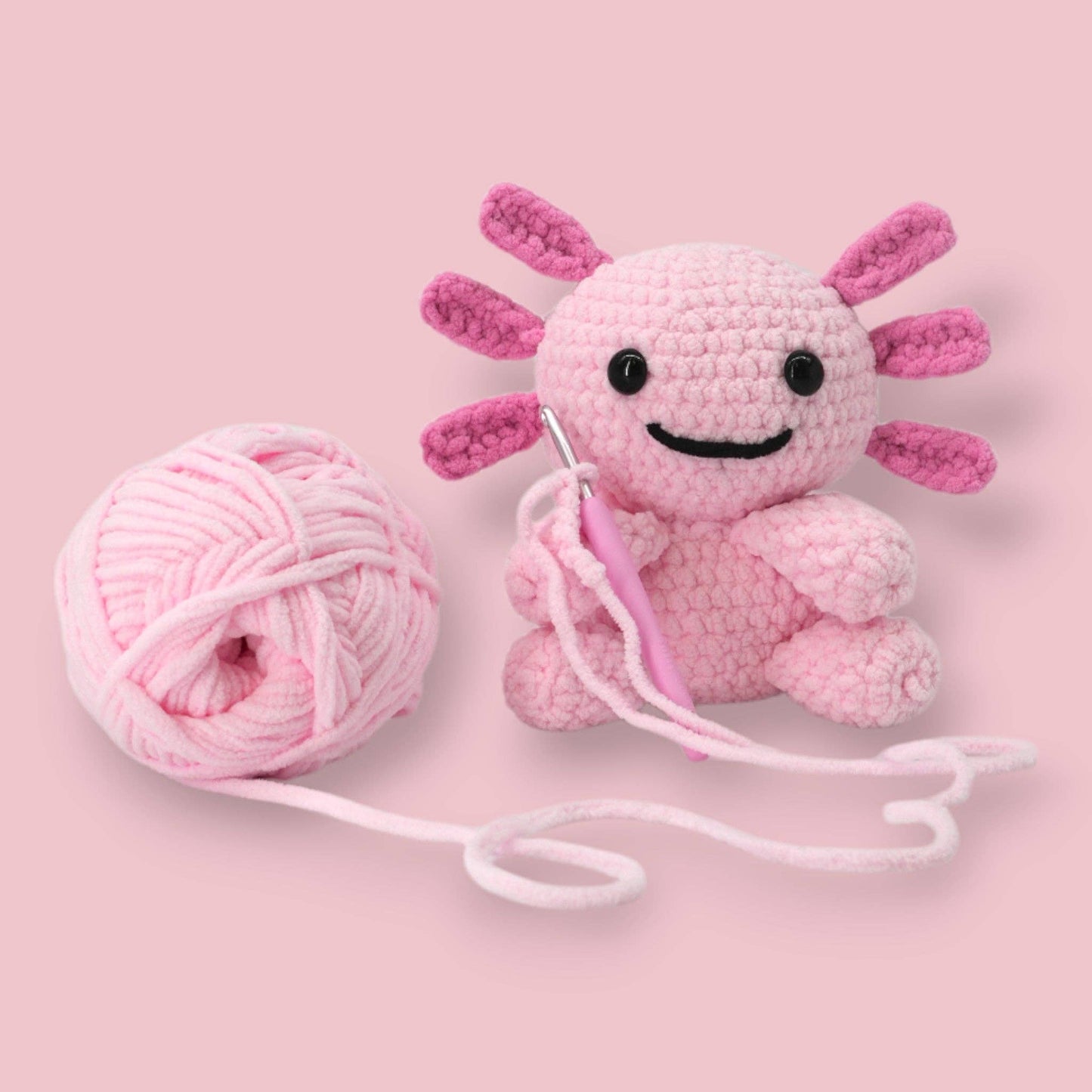 Crochet Axolotl Kit - Alexia the Axolotl Plushie: Pink Axolotl
