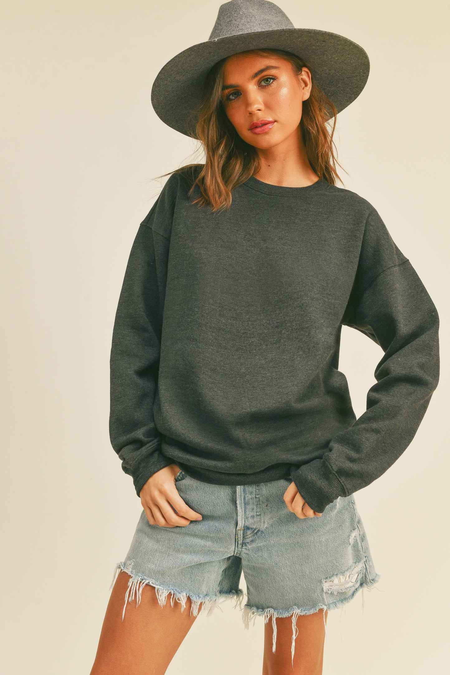 Blank Long Sleeve Sweatshirt: 2TONE BLACK / XL