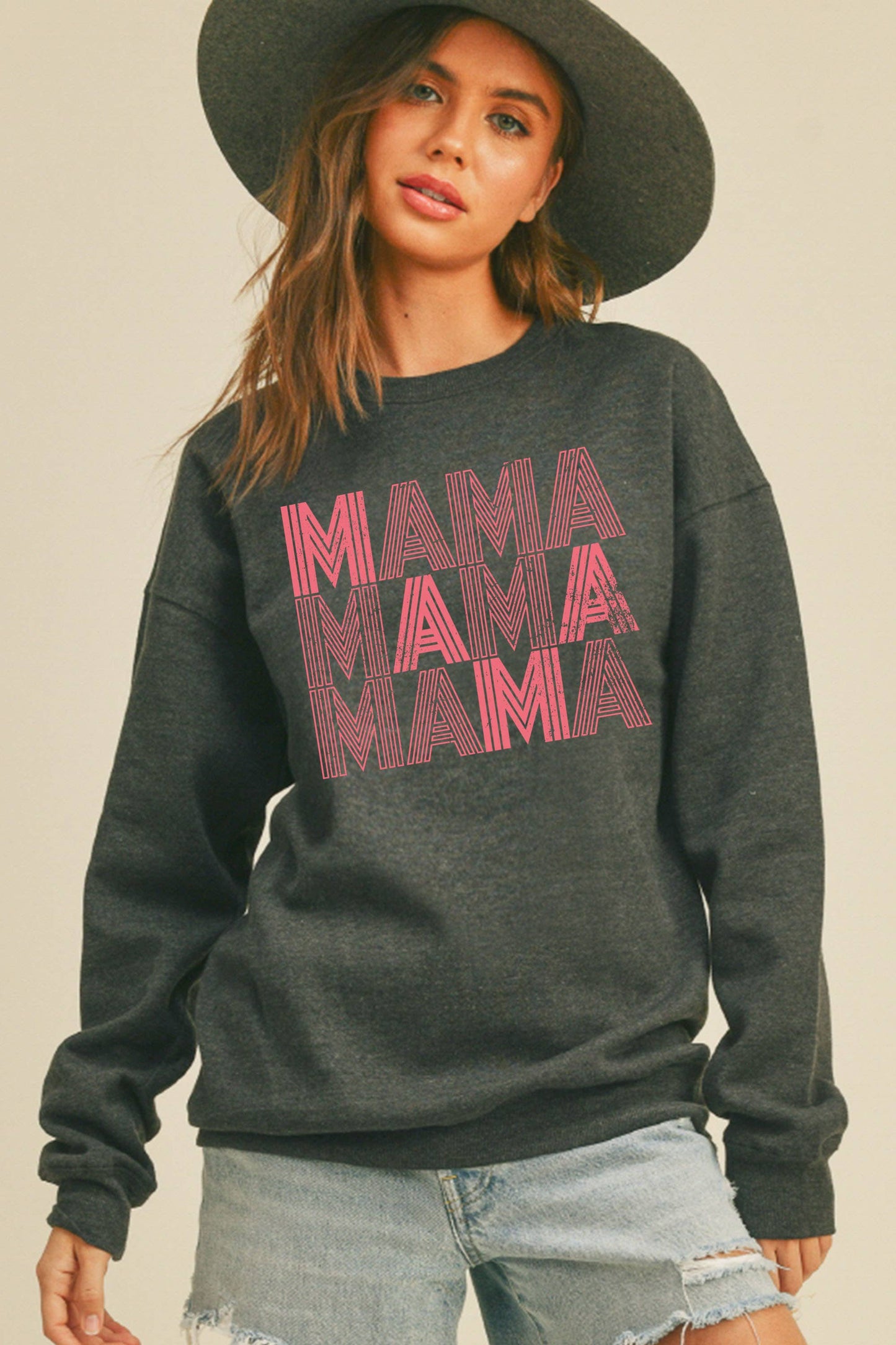 Mama Graphic Sweatshirt: Sea Pink / M