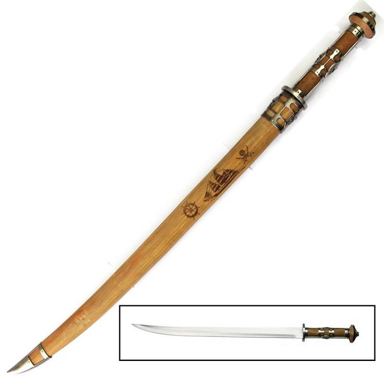 High Seas Pirate Dress Sword with Scabbard   Ornate Accents & Details