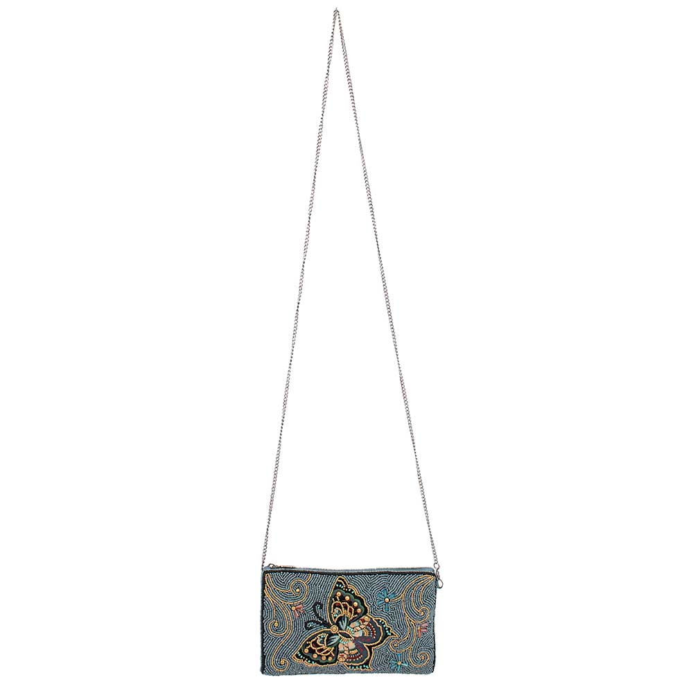 Mariposa Beaded Butterfly with Blue Crossbody Phone Bag