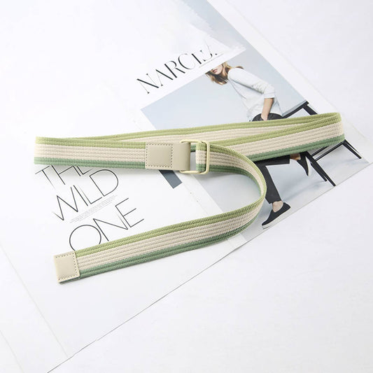 CWABE0948_STRIPED SIMPLE ALL-MATCH DOUBLE BUCKLE BELT: TYPE6 / (OS) 1