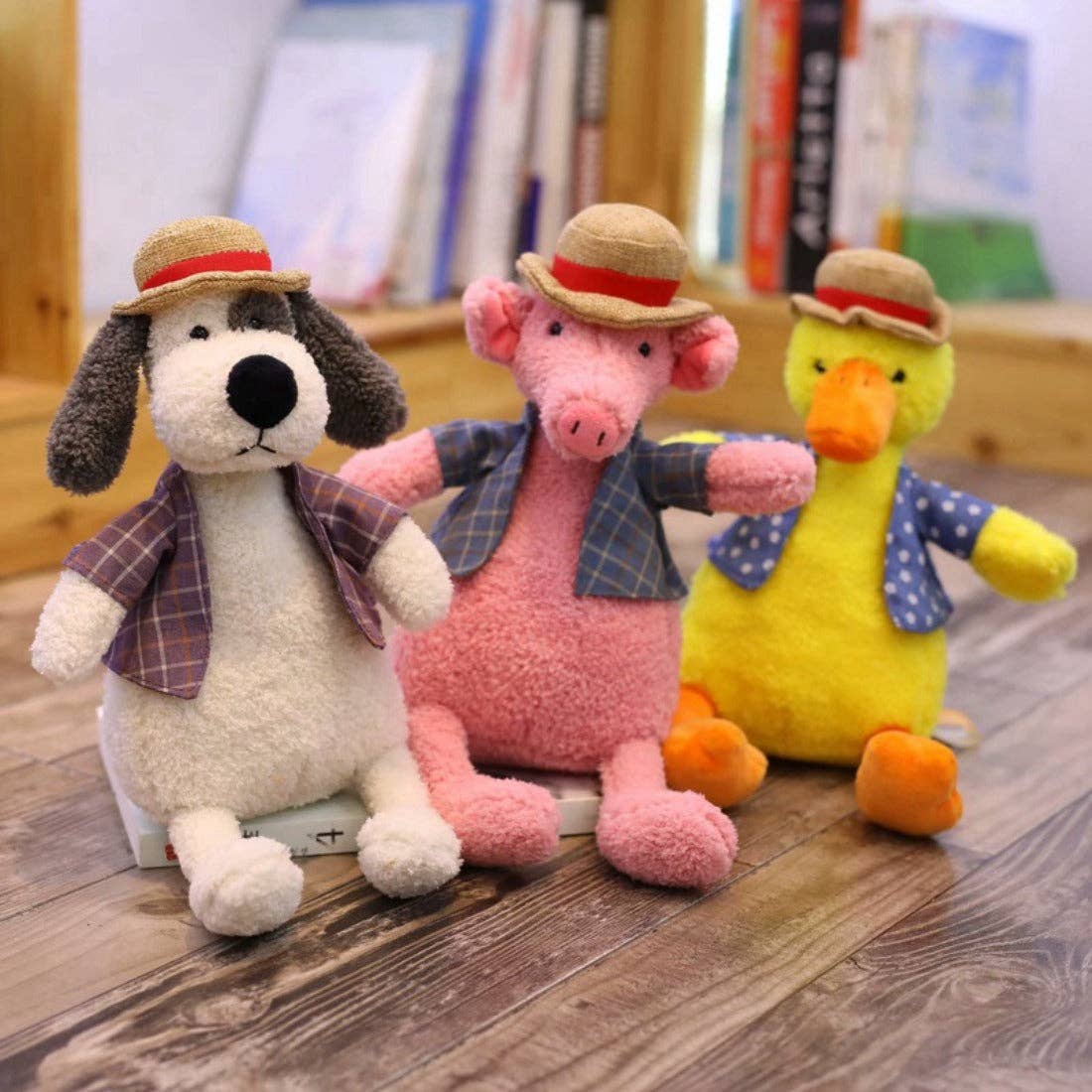 Kawai - Cute Straw Hat Plush Toys: RAT-GRAY / 30CM