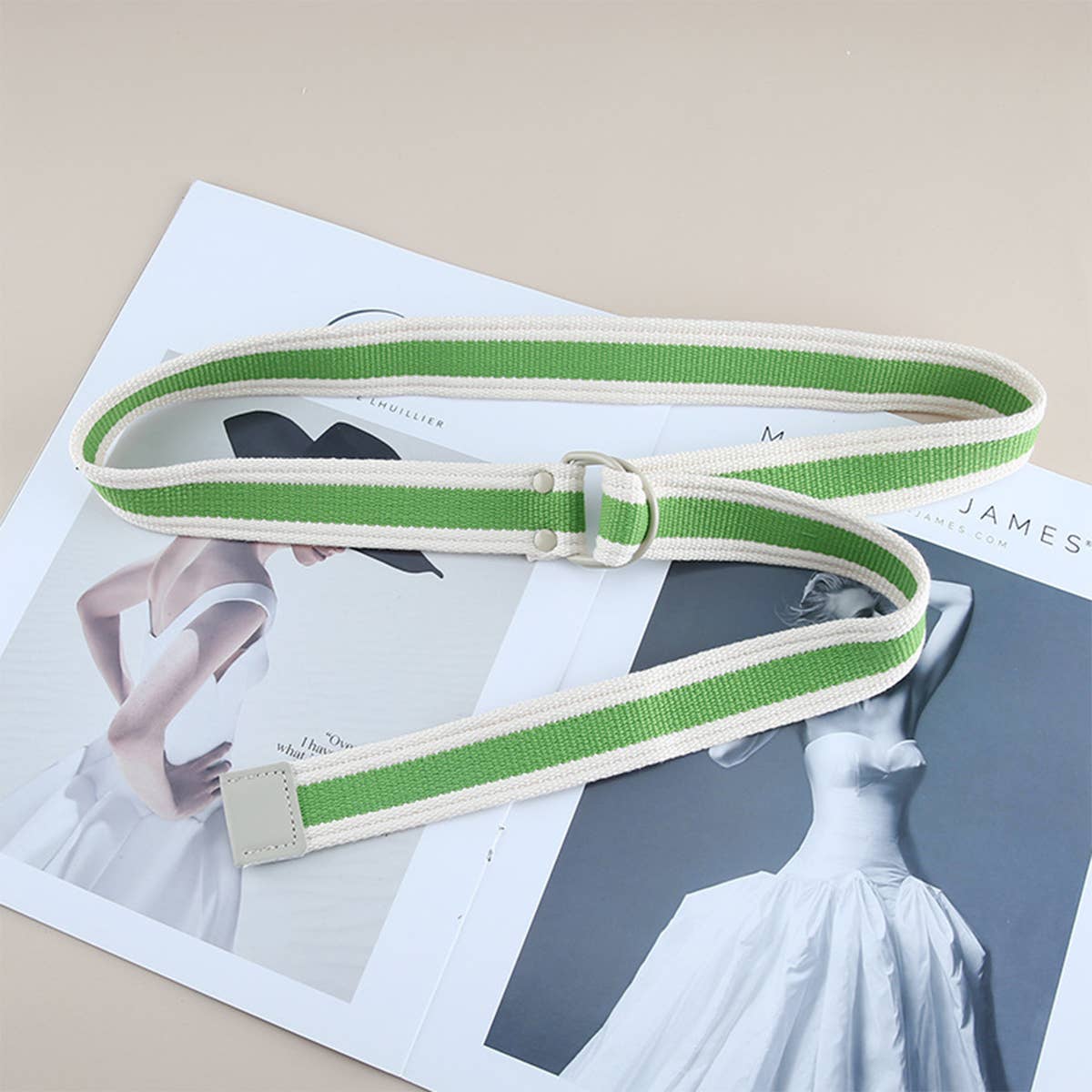 CWABE0957_HIP-HOP FASHION EXTENDED ARTISTIC CANVAS BELT: Green / (OS) 1