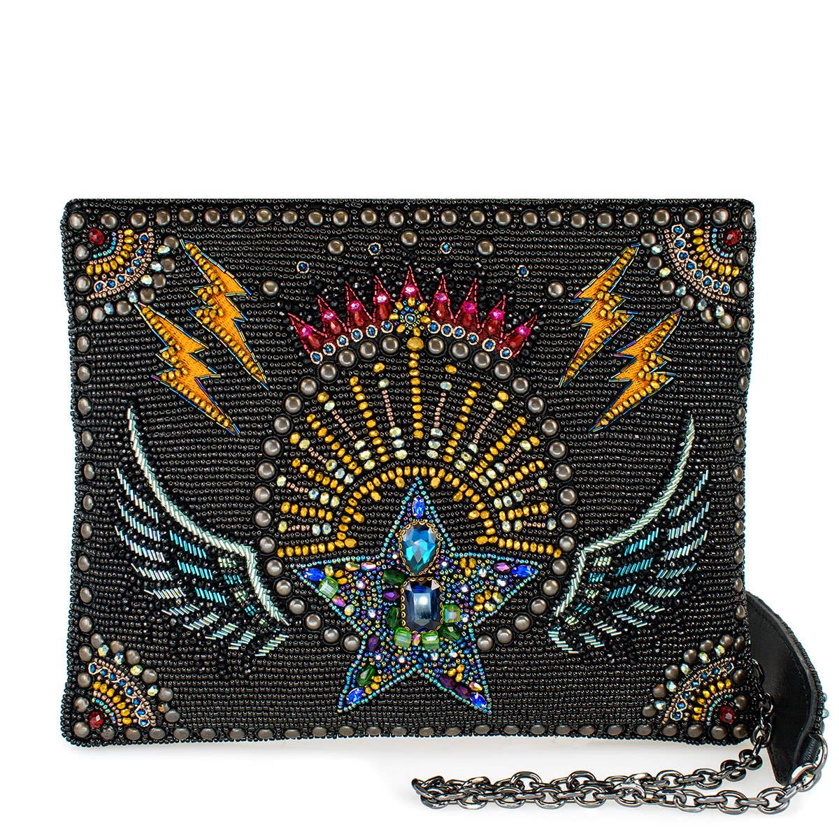 Starstruck Rock Wings and Lightning Beaded Crossbody Handbag