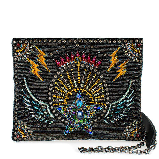 Starstruck Rock Wings and Lightning Beaded Crossbody Handbag