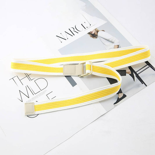 CWABE0948_STRIPED SIMPLE ALL-MATCH DOUBLE BUCKLE BELT: TYPE4 / (OS) 1