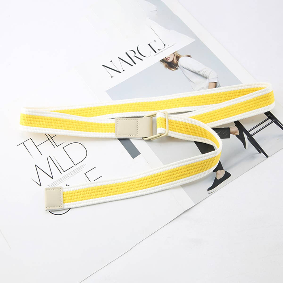 CWABE0948_STRIPED SIMPLE ALL-MATCH DOUBLE BUCKLE BELT: TYPE6 / (OS) 1