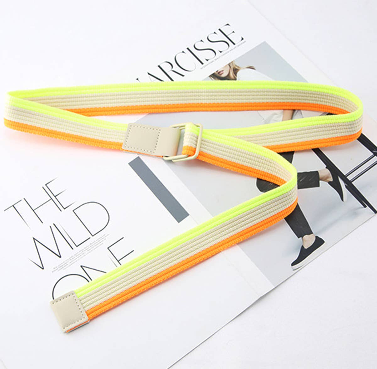 CWABE0948_STRIPED SIMPLE ALL-MATCH DOUBLE BUCKLE BELT: TYPE4 / (OS) 1