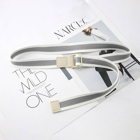 CWABE0948_STRIPED SIMPLE ALL-MATCH DOUBLE BUCKLE BELT: TYPE5 / (OS) 1