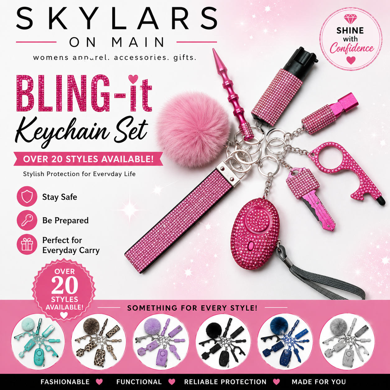 Safety Keychain - 7 Piece BLING-it Collection