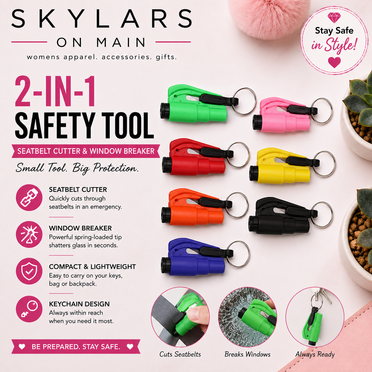 2 in 1 Tool - Glass Breaker & Seatbelt Cutter
