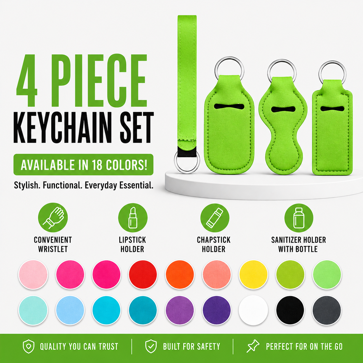 4 Piece Solid Keychain Set