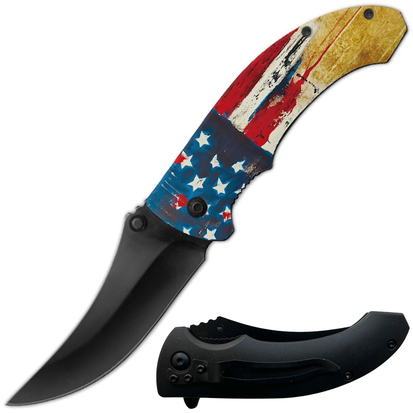 8" American Flag Spring Assisted Open Folding Pocket Knife
