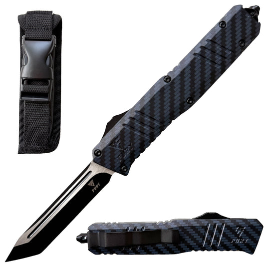 8.5" Carbon Fiber Phantom Tanto Blade Automatic OTF Out the Front Knife