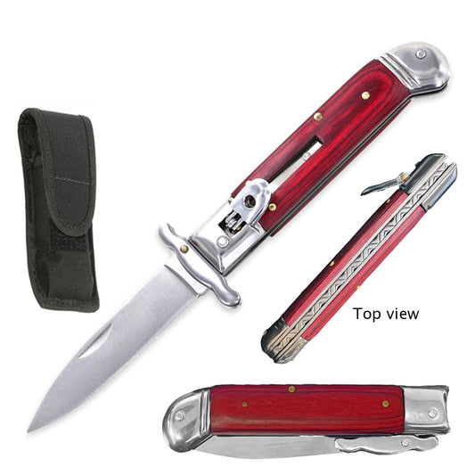 Pakkawood Handle Automatic Lever Lock Stiletto Knife